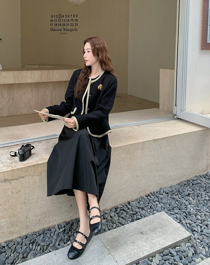French Vintage Elegant Dress And Jacket Two Piece Set