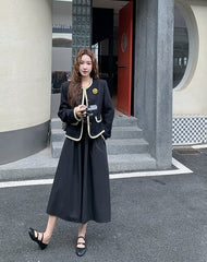 French Vintage Elegant Dress And Jacket Two Piece Set