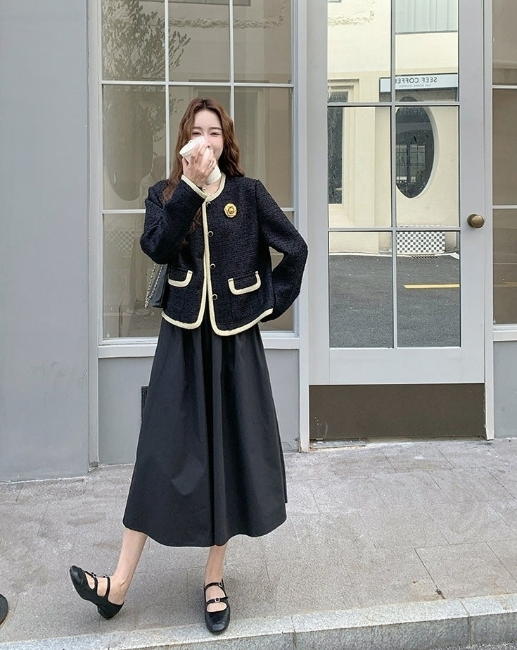 French Vintage Elegant Dress And Jacket Two Piece Set