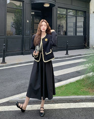 French Vintage Elegant Dress And Jacket Two Piece Set