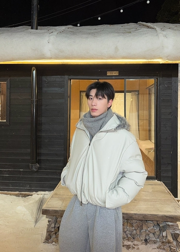 Fur Collar Hooded Short Winter Jacket