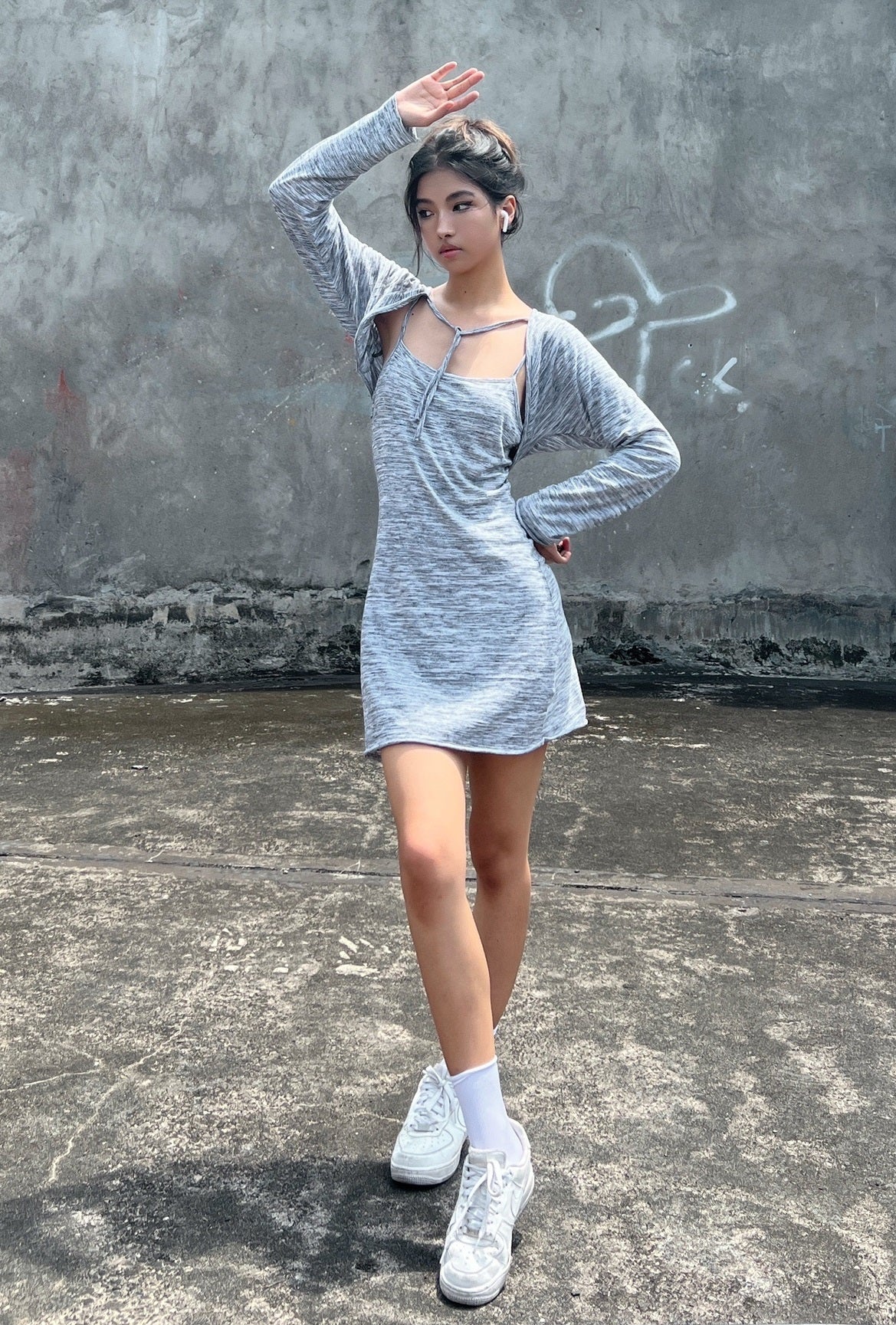 Grey Variegated Sling Dress