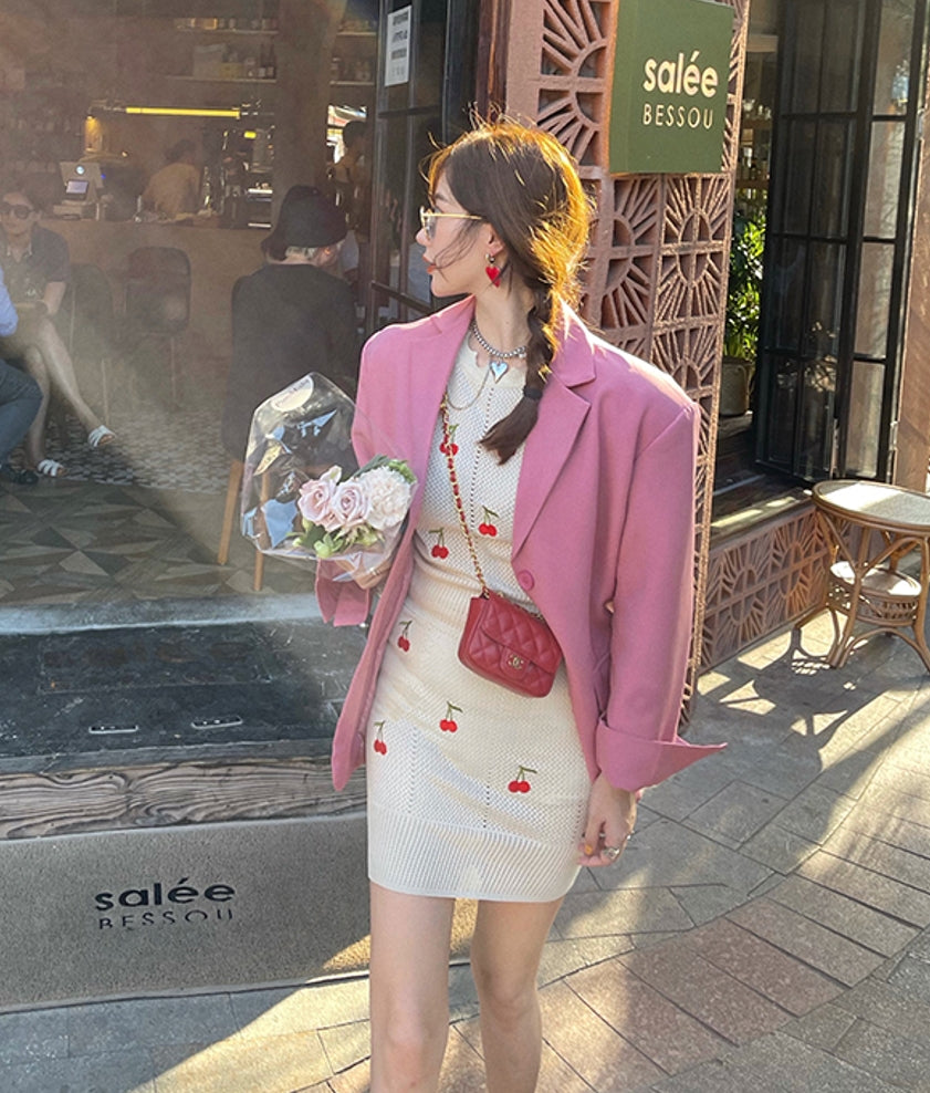 White Cherry Knitted Skirt
