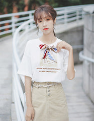 White Girly White T-Shirt With Ribbon