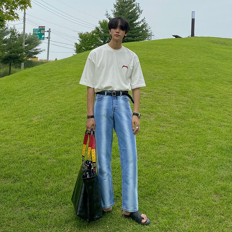 Gradient Loose Straight Trendy Denim Pants