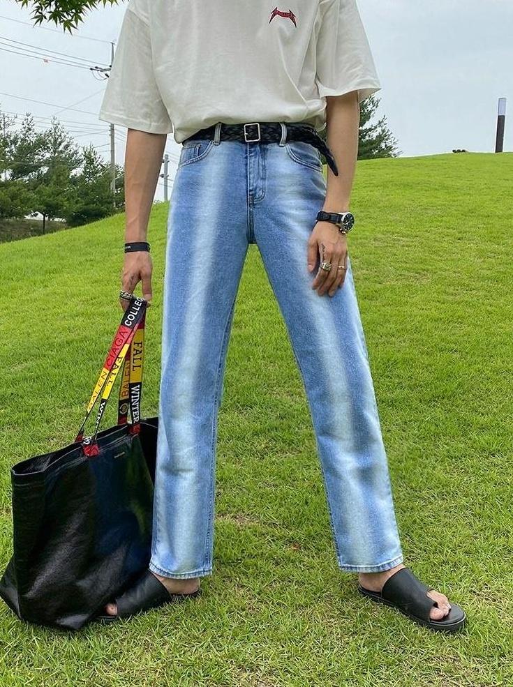 Gradient Loose Straight Trendy Denim Pants