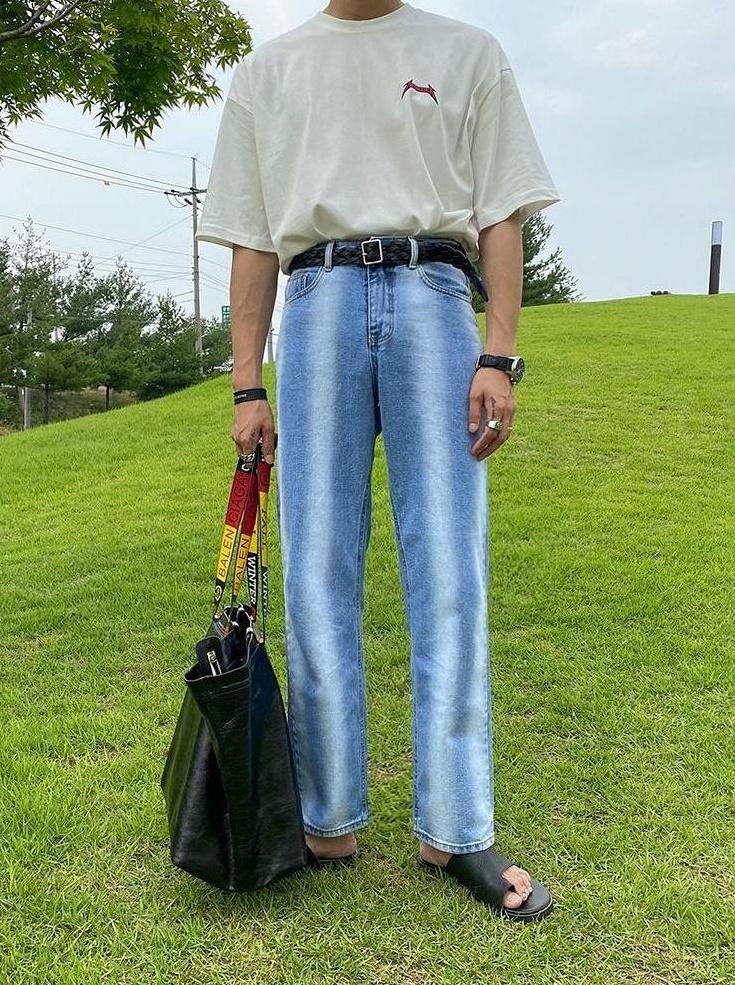 Gradient Loose Straight Trendy Denim Pants