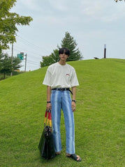 Gradient Loose Straight Trendy Denim Pants