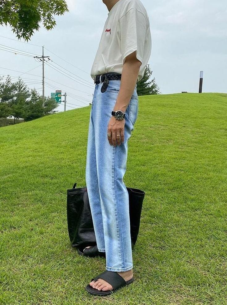 Gradient Loose Straight Trendy Denim Pants