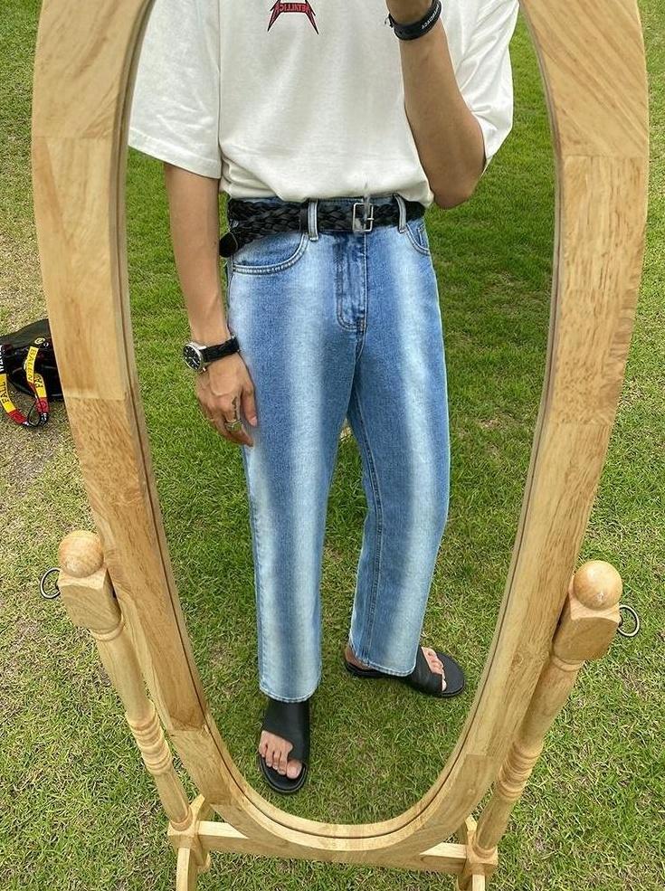 Gradient Loose Straight Trendy Denim Pants