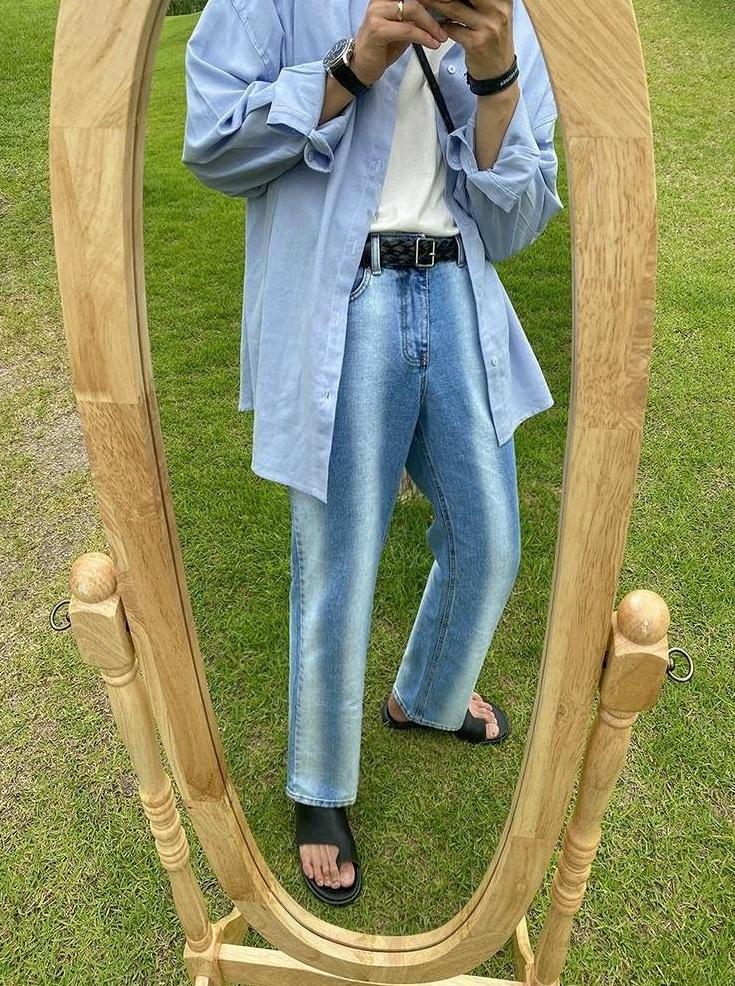 Gradient Loose Straight Trendy Denim Pants