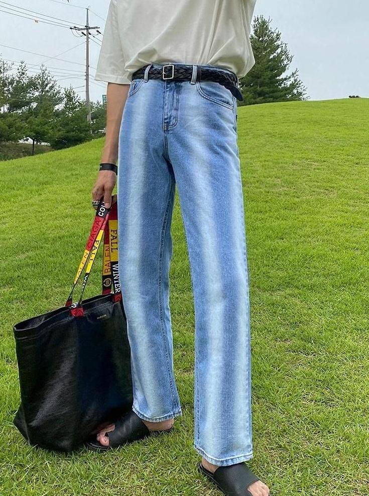 Gradient Loose Straight Trendy Denim Pants