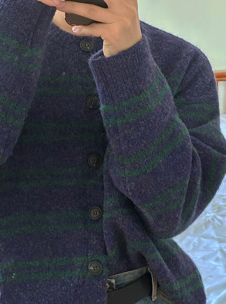 Gradient Striped Cozy Knit Cardigan Sweater