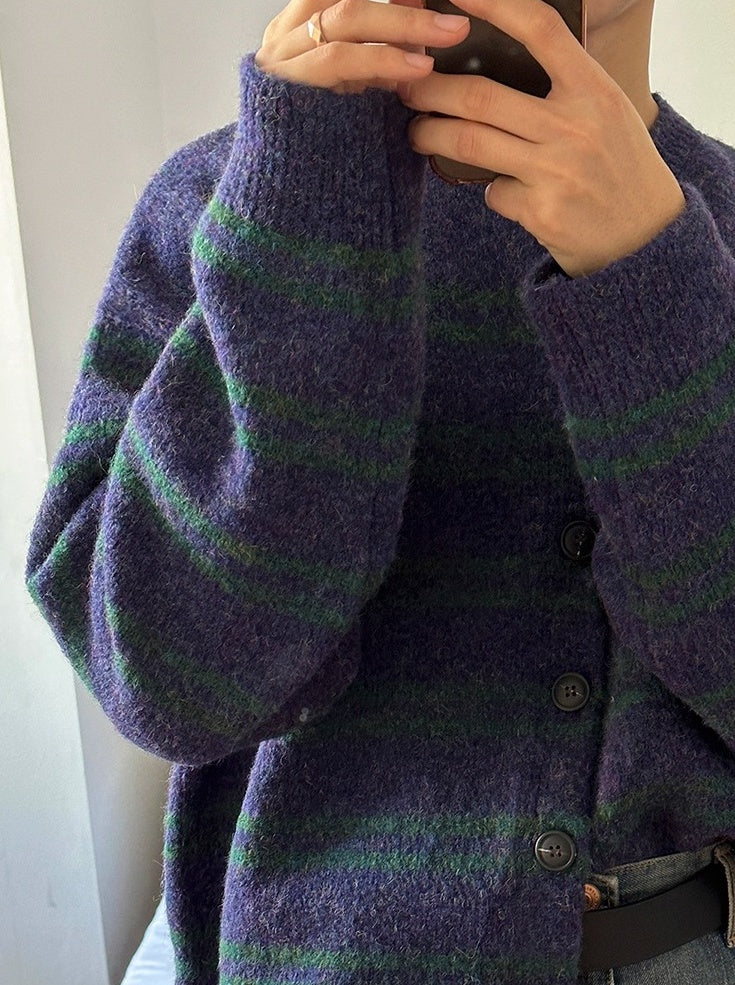 Gradient Striped Cozy Knit Cardigan Sweater