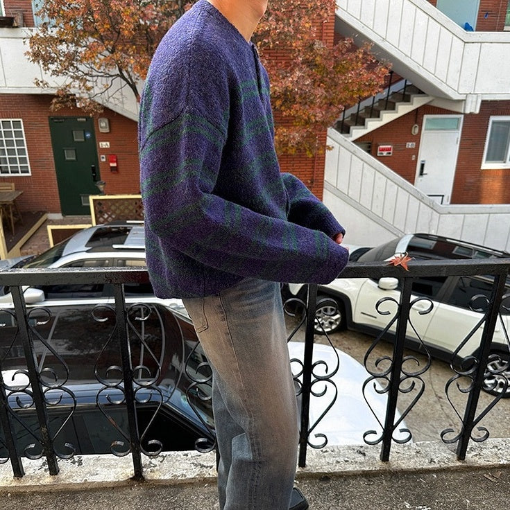 Gradient Striped Cozy Knit Cardigan Sweater