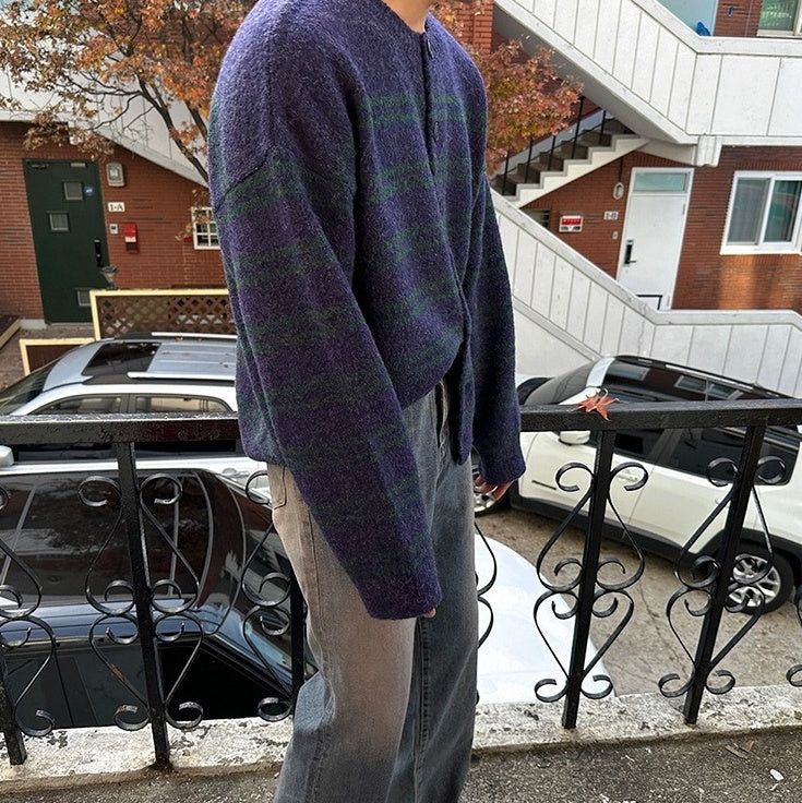 Gradient Striped Cozy Knit Cardigan Sweater