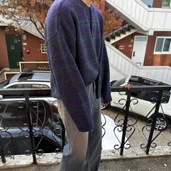 Gradient Striped Cozy Knit Cardigan Sweater