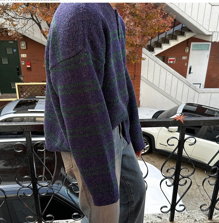 Gradient Striped Cozy Knit Cardigan Sweater