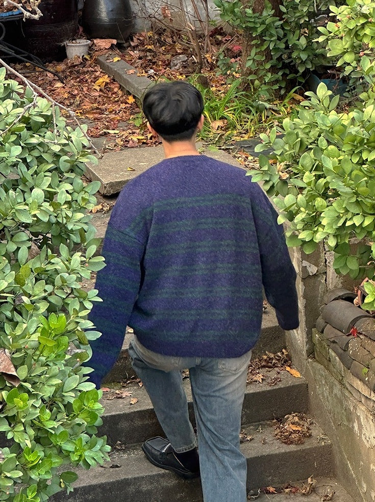 Gradient Striped Cozy Knit Cardigan Sweater