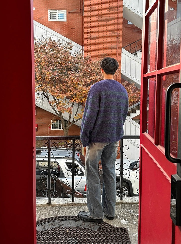 Gradient Striped Cozy Knit Cardigan Sweater