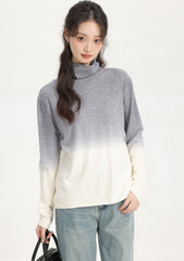 Gray Gradient Turtleneck Sweater