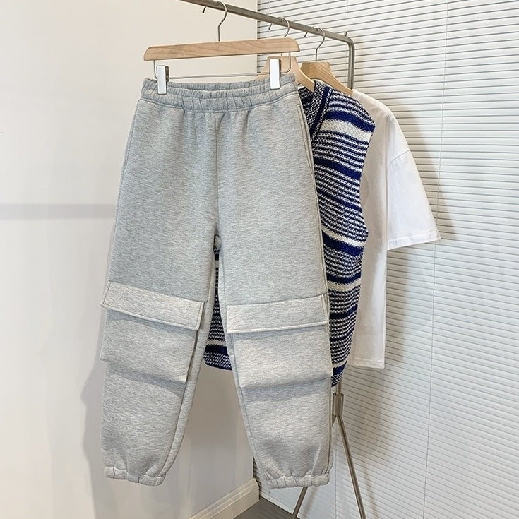 Gray Casual Jogger Pants With Pockets