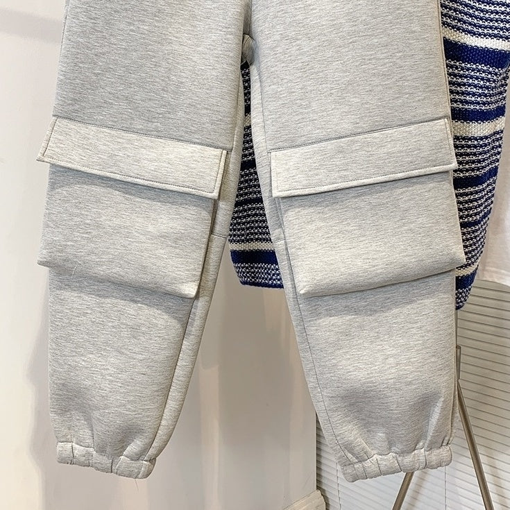 Gray Casual Jogger Pants With Pockets