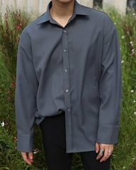 Gray Casual Loose Fit Trendy Shirt