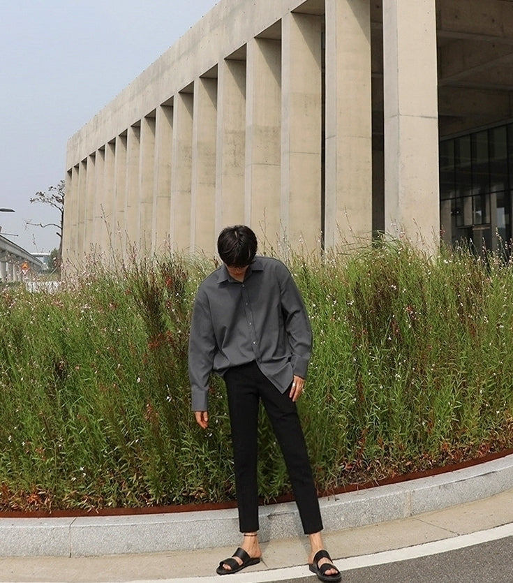 Gray Casual Loose Fit Trendy Shirt