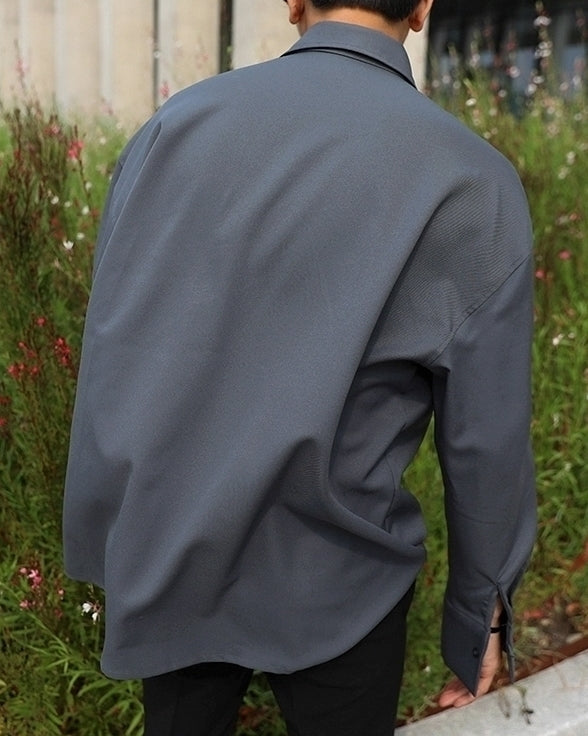 Gray Casual Loose Fit Trendy Shirt