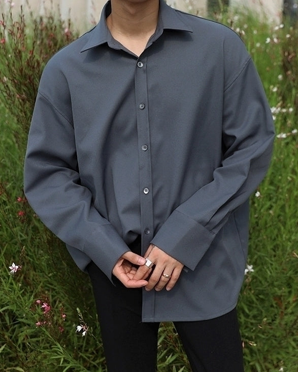 Gray Casual Loose Fit Trendy Shirt
