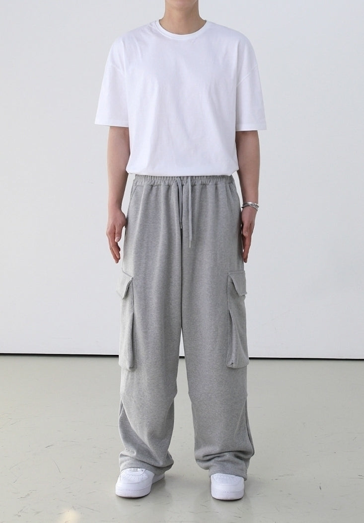 Gray Casual Loose Straight Pants