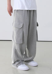 Gray Casual Loose Straight Pants