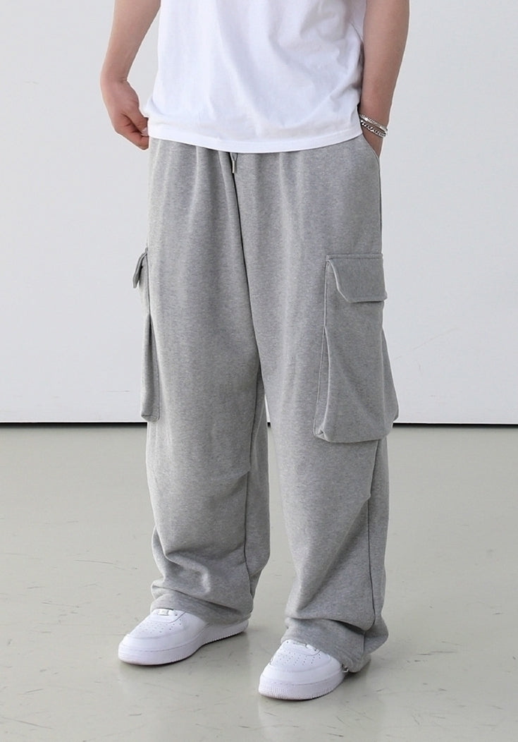 Gray Casual Loose Straight Pants