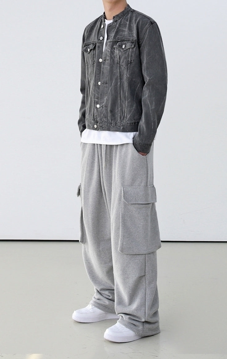 Gray Casual Loose Straight Pants