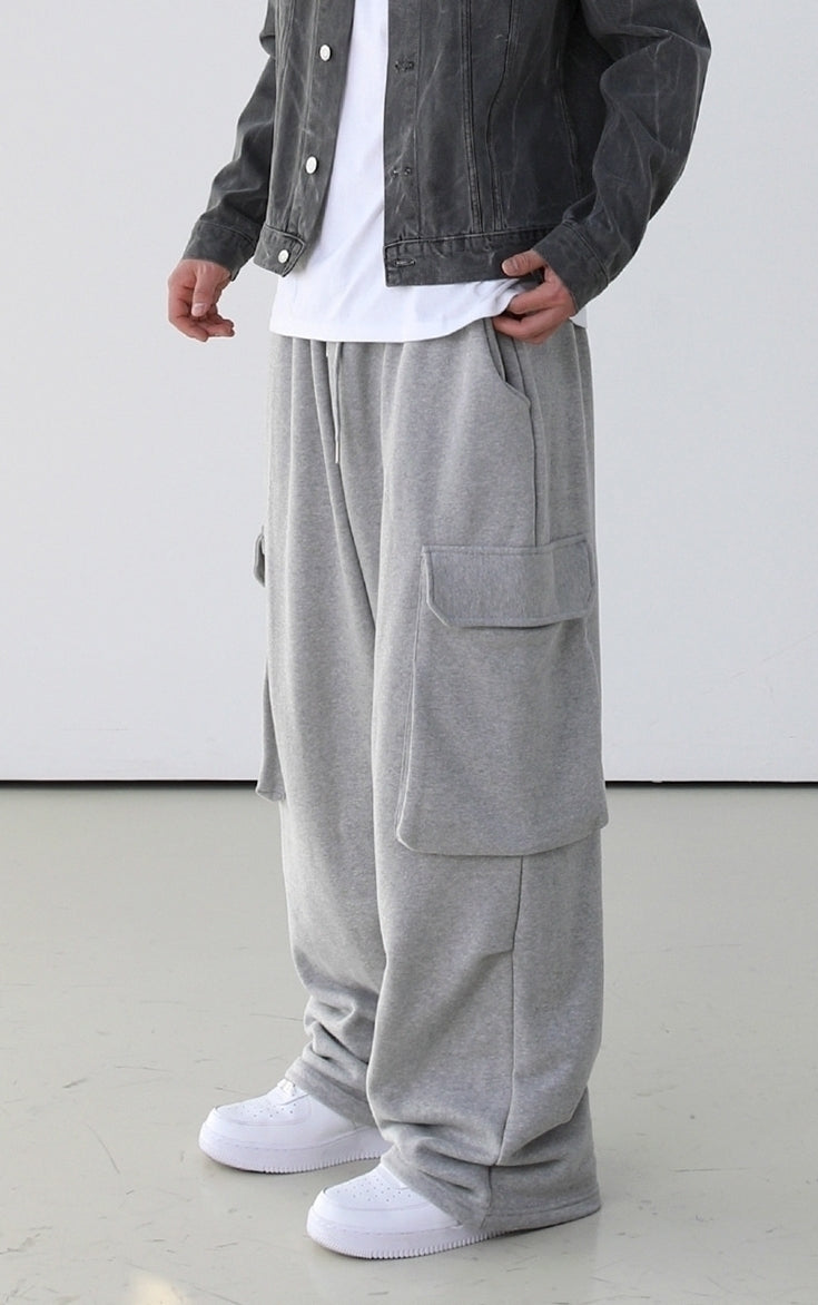 Gray Casual Loose Straight Pants