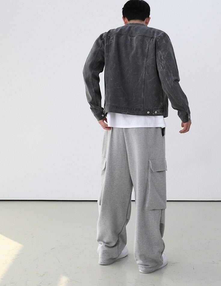 Gray Casual Loose Straight Pants