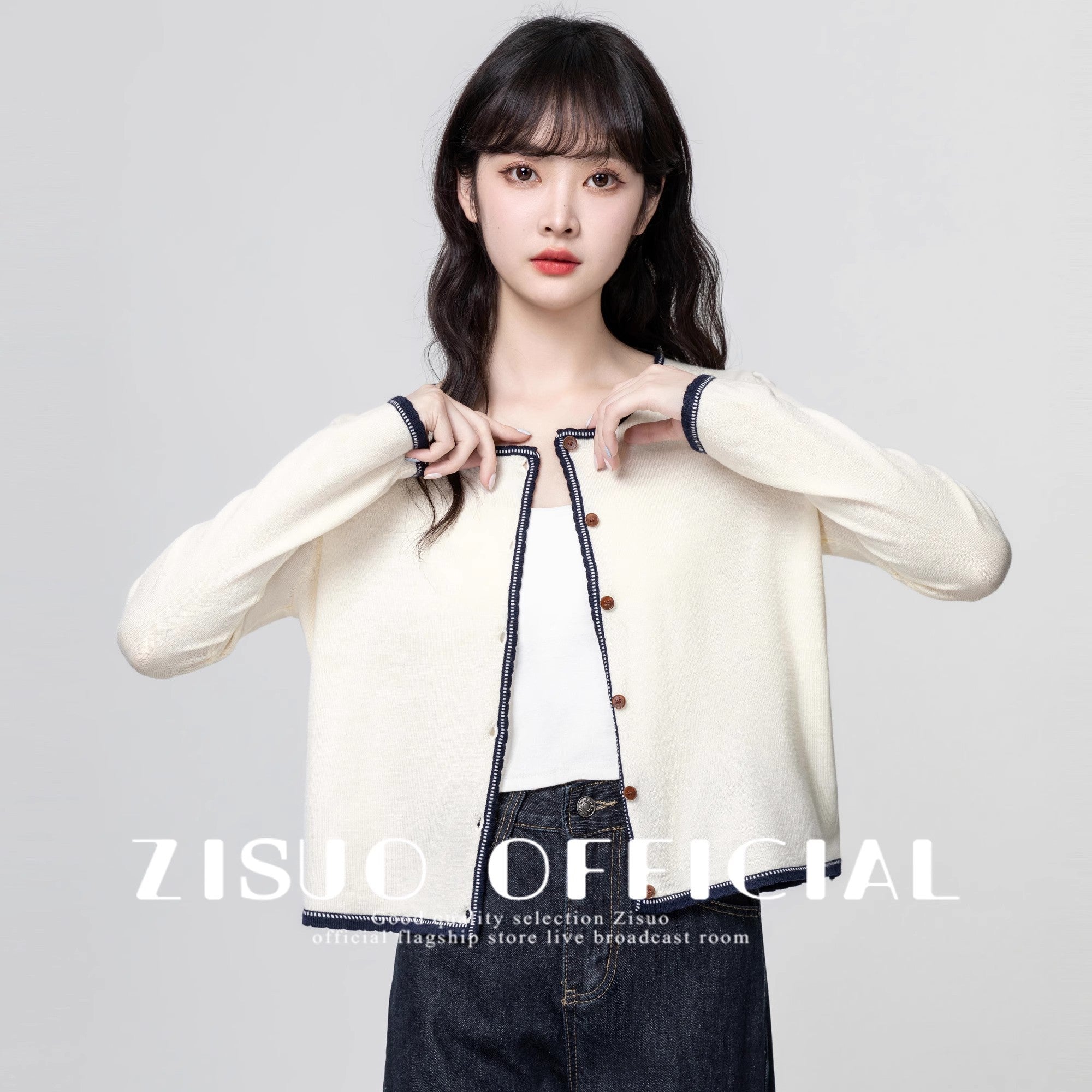 Gray Colorblock Knit Cardigan Sweater