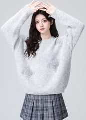 Gray D Butterfly Oversized Pullover Sweater