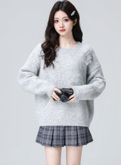 Gray D Butterfly Oversized Pullover Sweater