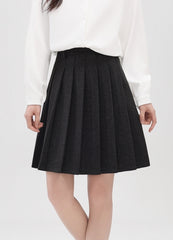 Gray High Waist Pleated A Line Midi Skirt