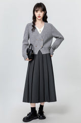 Gray Highwaist Pleated Skirt