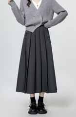 Gray Highwaist Pleated Skirt