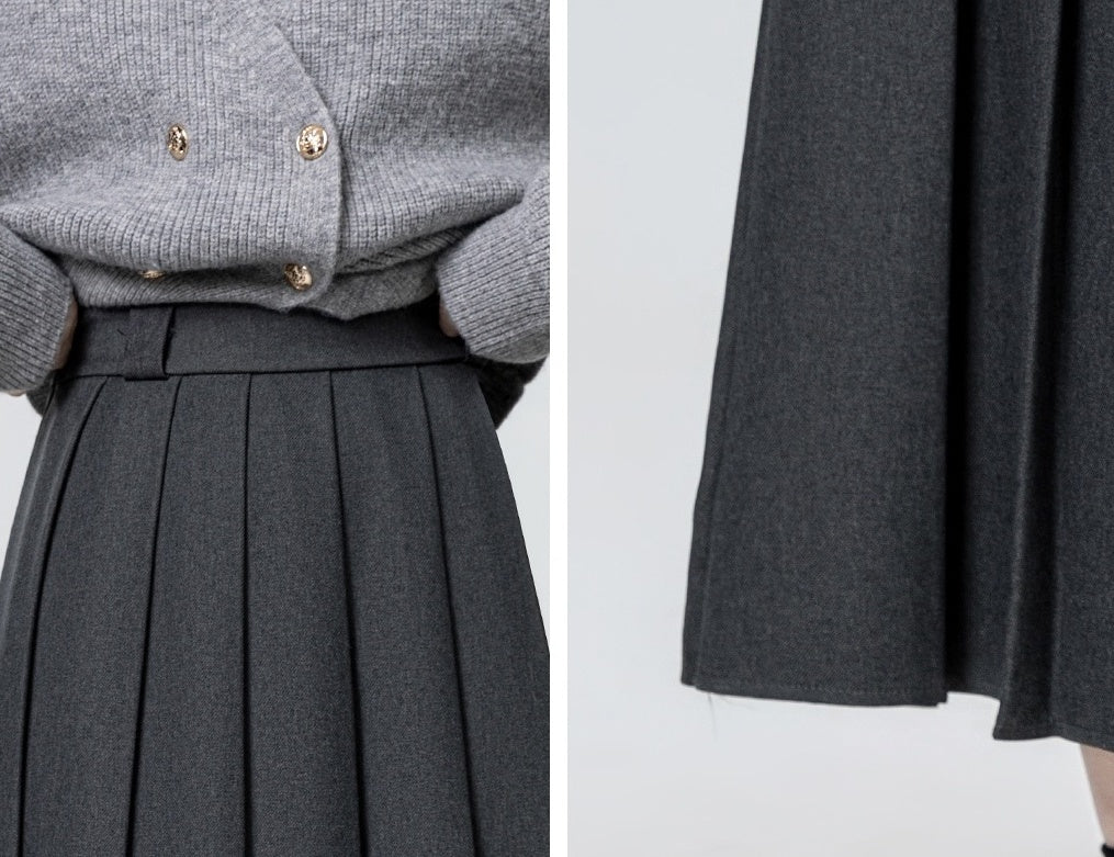 Gray Highwaist Pleated Skirt