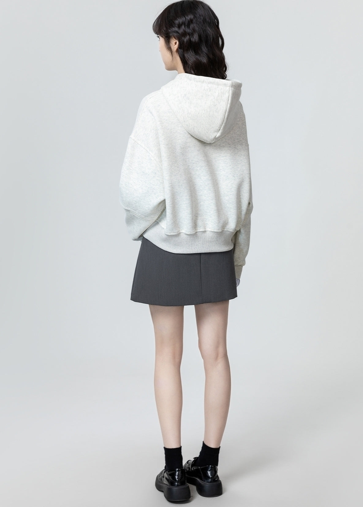 Gray Hoodie Pullover With Layered Shirt Design