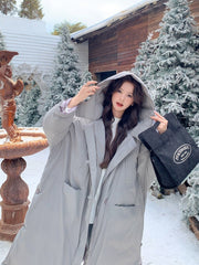 Gray Korean Style Utility Down Puffer Jacket