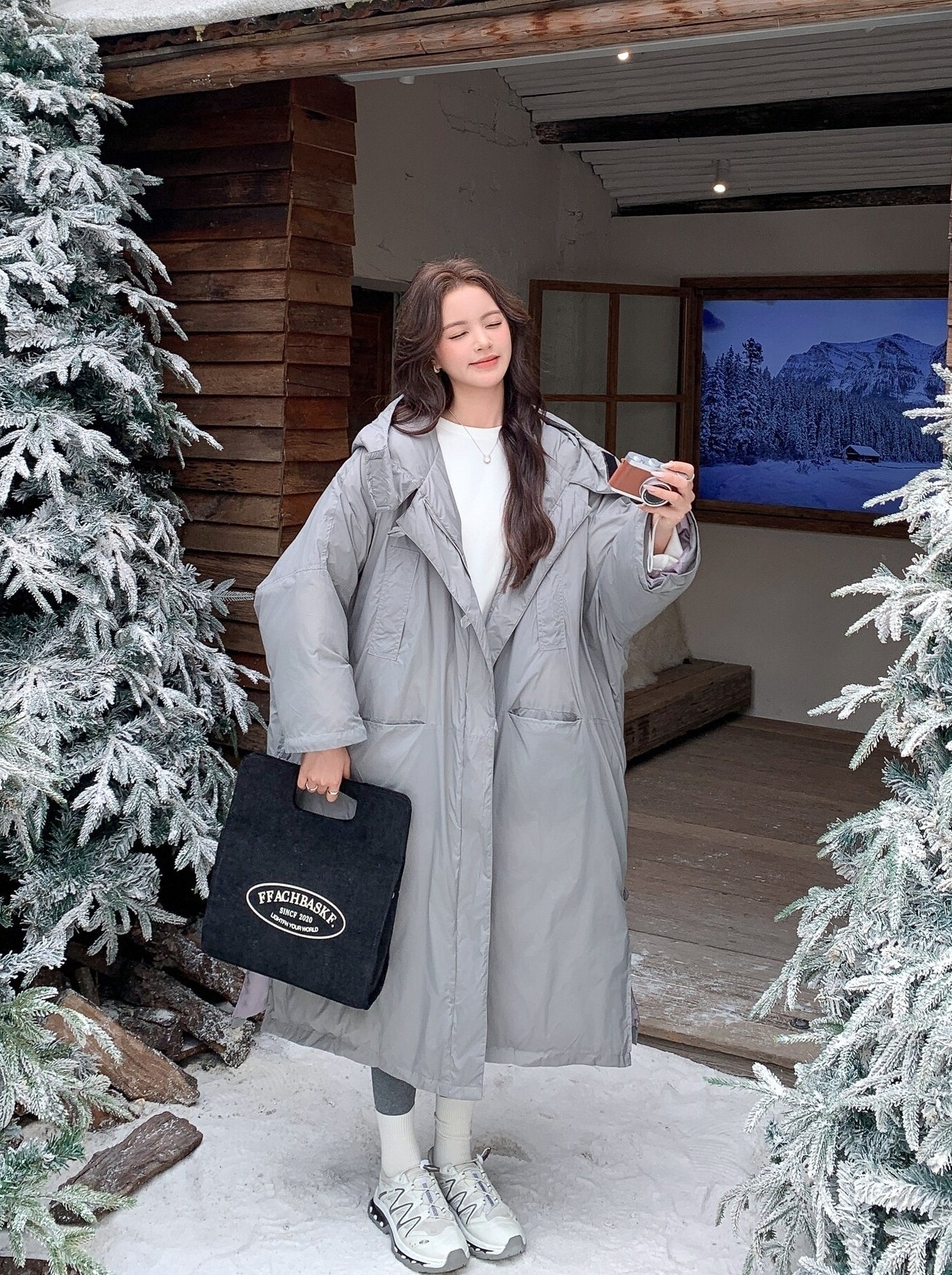 Gray Korean Style Utility Down Puffer Jacket