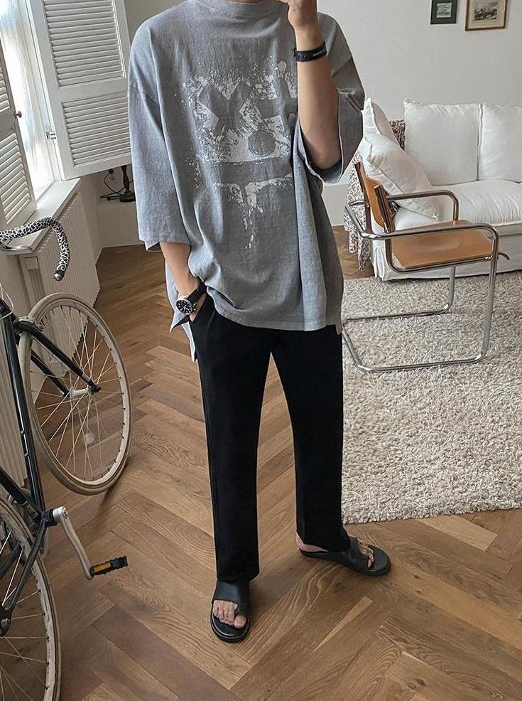 Gray Loose Casual Sweatpants