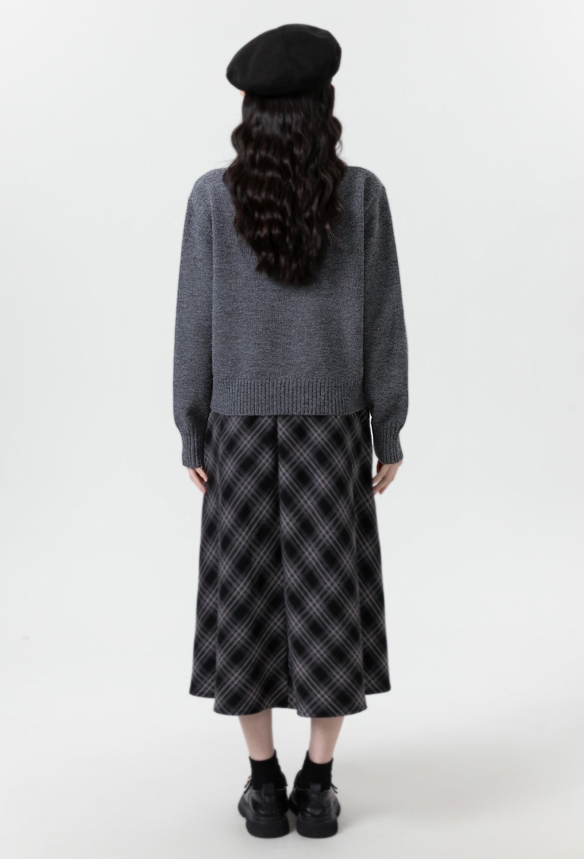 Gray Oversized Turtleneck Knit Sweater