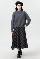 Gray Oversized Turtleneck Knit Sweater